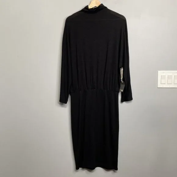❗️SOLD❗️ Wilfred Free Black Long Sleeve Mock Neck Resing Maxi Dress Size L - Picture 5 of 9
